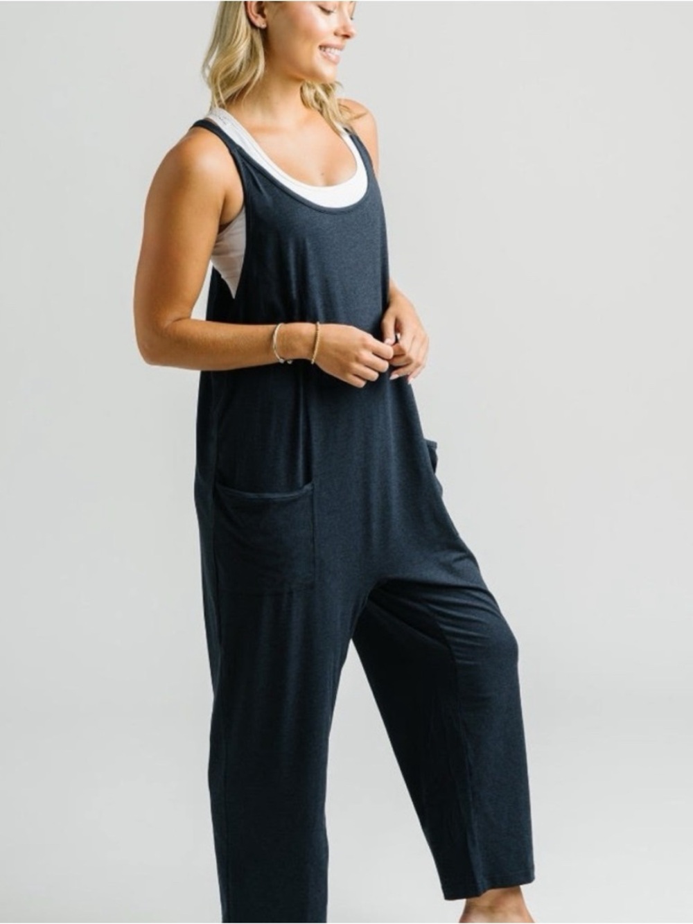 Relaxed navy blue Zyia Newport Jumpsuit